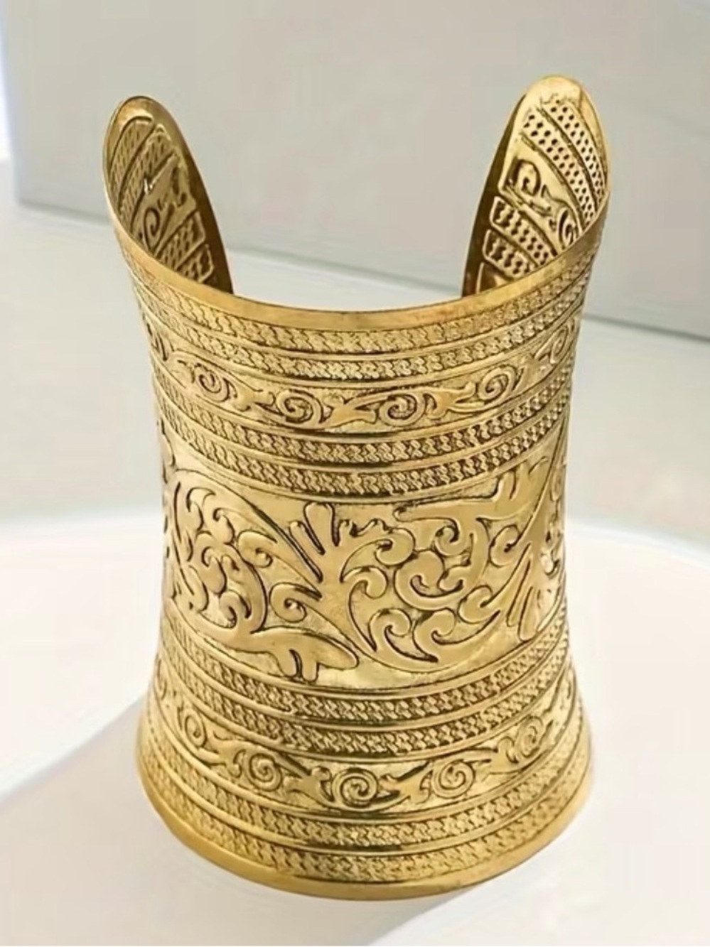 Gold-Tone Engraved Wide Cuff Bracelet western bracelet Cowgirl Southwestern - Picture 4 of 5